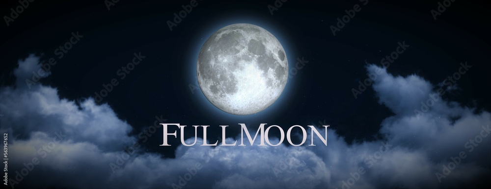 Canvas Prints full moon with blue clouds panoramic view