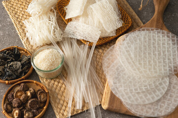 Rice dried noodles and rice paper	