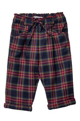 Summer shorts isolated. Close-up of a stylish fashionable plaid short pants with elastic and bow. Clipping path.Tartan checkered fabric texture background.