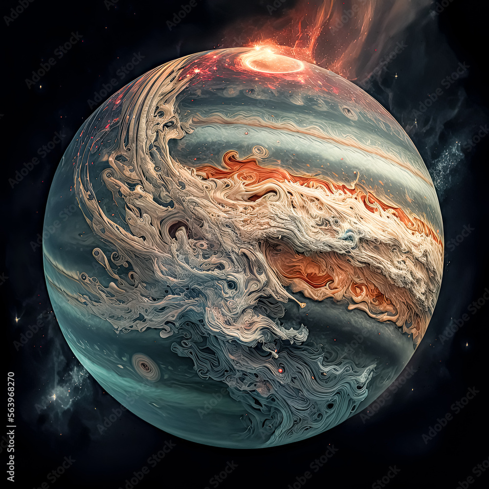 Aufkleber a planet with a black background - generative ai