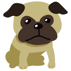 Cartoon cute pug dog for design.