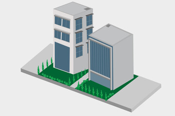 Metropolis kit 3D skyscrapers, houses, parks and streets in three-dimensional isometric view