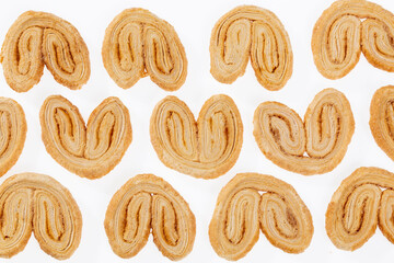 Bakery And Pastry - Tasty Puff Pastry Hearts Covered With Sugar; Photo White Background