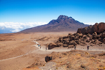 A view of Mawenzi peak from base camp of Mount Kilimanjaro, Tanzania.