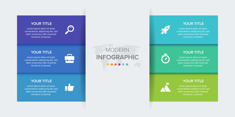 Creative concept for infographic element vector 6 options, steps, list, process. Abstract elements of graph, diagram with steps, options, parts or processes, timeline infographics, workflow or chart.