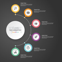Creative concept for infographic element vector 6 options, steps, list, process. Abstract elements of graph, diagram with steps, options, parts or processes, timeline infographics, workflow or chart.