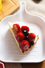 Strawberry and blueberry slice whipped cream cake	