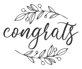 Congrats handwritten inscription. hand drawn lettering. Congratulations calligraphy. Thank you card. Vector illustration.