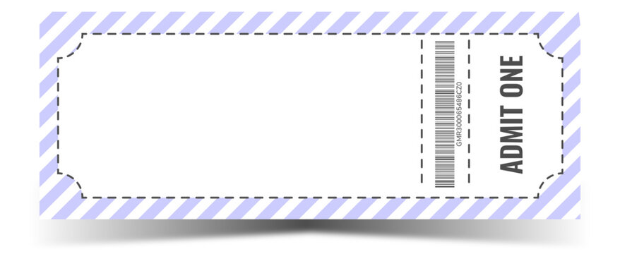 Admit one. blank ticket template. Concert ticket, lottery coupons. Vector coupon