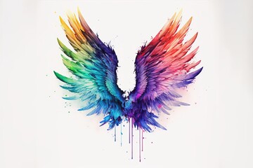 Rainbow watercolor spreaded wings