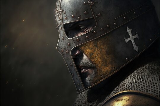 Knight Golden Templar created with Generative AI technology	
