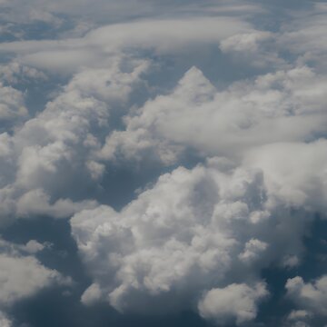 blue sky with clouds in plane view