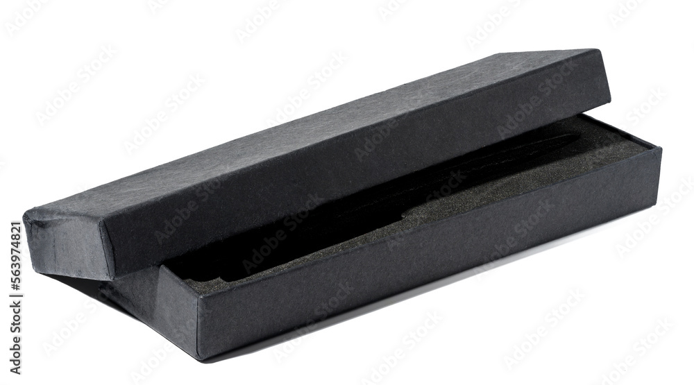 Aufkleber rectangular cardboard box with a lid on a white isolated background