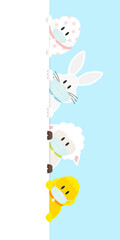Osterei, Schaf, Weißer Osterhase & Küken Maske Banner Vertikal Himmel