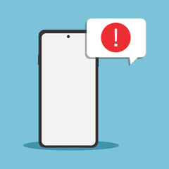 Error smartphone notification in a flat design. Vector illustration
