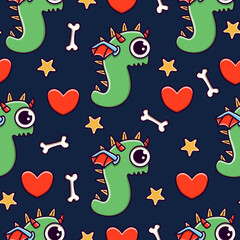 monster character cartoon pattern illustration design
