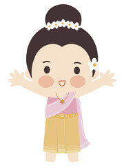 songkran festival thailand cartoon Thailand girl 