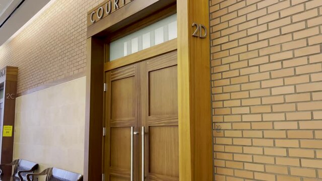Richmond County courthouse interior courtroom door tilt with sound