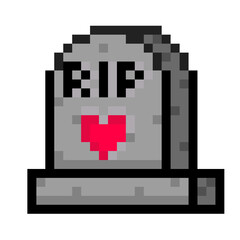 Fototapeta premium Pixel illustration of a grave of a heart