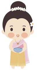 songkran festival thailand cartoon Thailand girl 