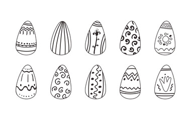 Easter eggs isolated vector contour set  