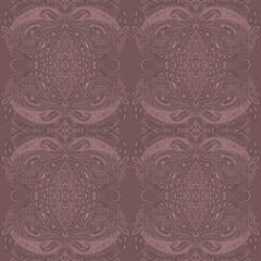 Ancient ethnic ornamental paisley damask baroque oriental patchwork seamless pattern