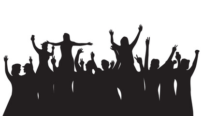 happy crowd people silhouette design illustration. crowd in concert.