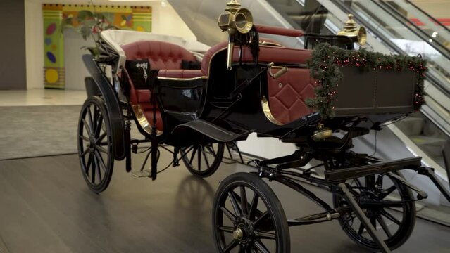 Decorated horse carriage in the mall