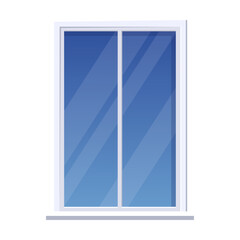 Window with frame. Window on wall of building. Element of house exterior isolated white. Architecture concept