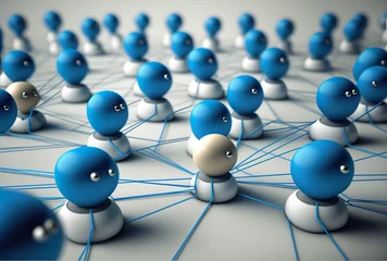 Foto op Plexiglas Illustration von menschlichen Netzwerken und Verbindungen untereinander. Vernetzen bei Events im Business. Neue Personen kennenlernen und sich im Netzwerk verbinden - KI generiert © Marco
