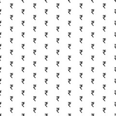 Square seamless background pattern from geometric shapes. The pattern is evenly filled with big black indian rupee symbols. Vector illustration on white background