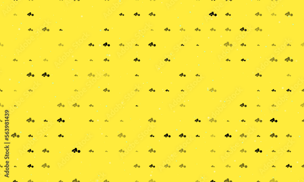 Poster seamless background pattern of evenly spaced black road roller symbols of different sizes and opacit