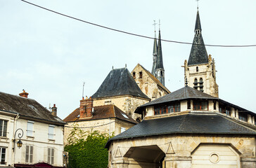 Fototapeta na wymiar Street view of downtown Dourdan, France