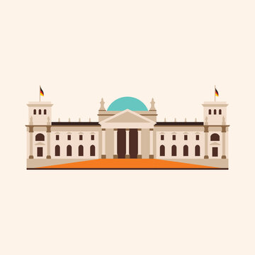 Reichstag building in Berlin. Flat illustration.