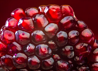 pomegranate seeds Fresh raw peeled fruit macro close up red.