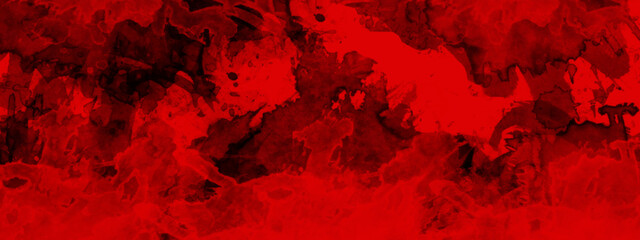 Abstract Watercolor red grunge background painting.Red grunge old paper texture. Red watercolor ombre leaks and splashes texture on red watercolor paper background. Watercolor hand drawn illustration.