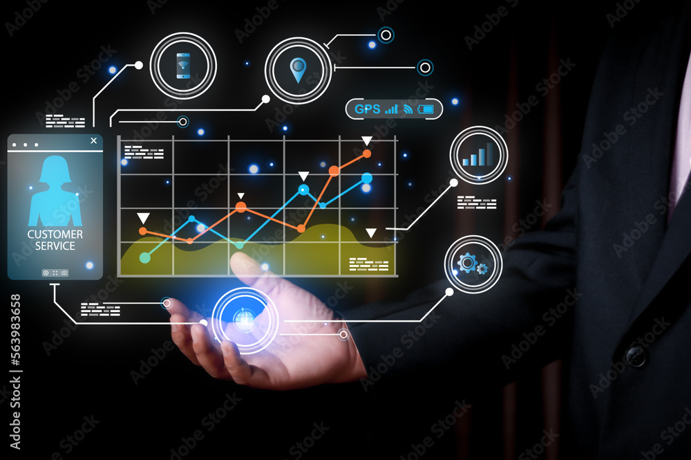 Poster businessman touching global network and data exchanges over the world 3d rendering, technology conne