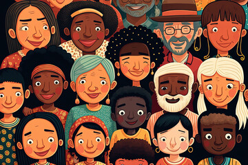 International group of people of different ethnicity age and gender as diversity concept. Geneartive AI.