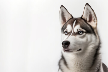A cute husky dog in white background, Generative AI