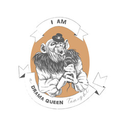  drama qeen funny monkey illustration