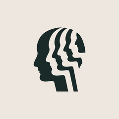 Human head icon, silhouette. Inner voices or personalities. Mental health, self development. Vector illustration - 563984006