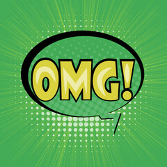 Omg word pop art retro vector illustration. Isolated image on white background. Comic book style imitation