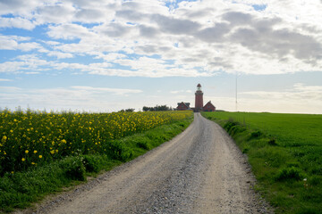 Fototapeta na wymiar Cheese, cakes, art and views are the things to enjoy at Bovbjerg Lighthouse