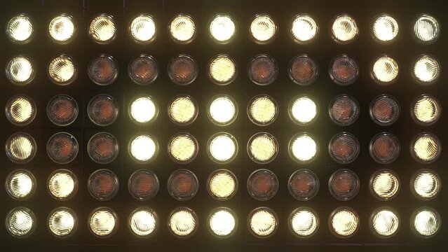 Seamless 4K animation of realistic wall blinder, glow randomly. 3D render.