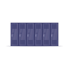 Metal lockers for storing sportswear in school locker room. Facilities for school children vector illustration. Education concept