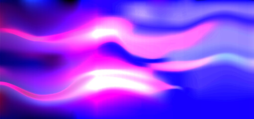 Vector smooth waves on dark background. Futuristic technology design background with abstract purple and blue gradient transition
