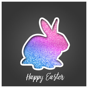 happy easter greeting card with a colofurl bunny