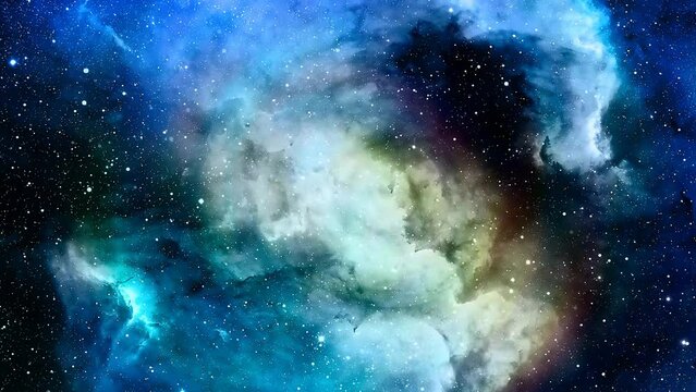 Nebula, Cosmic space and stars, blue cosmic abstract background. Elements of this image furnished by NASA. Loop Animation