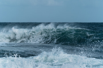 close up. strong waves in Telde. Gran Canaria. Canary Islands