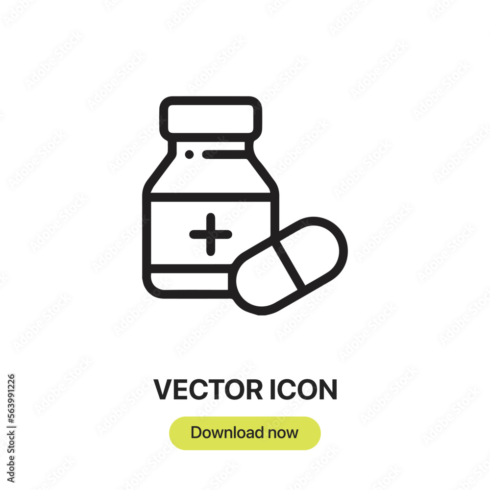Poster medicine icon vector. linear style sign for mobile concept and web design. medicine symbol illustrat